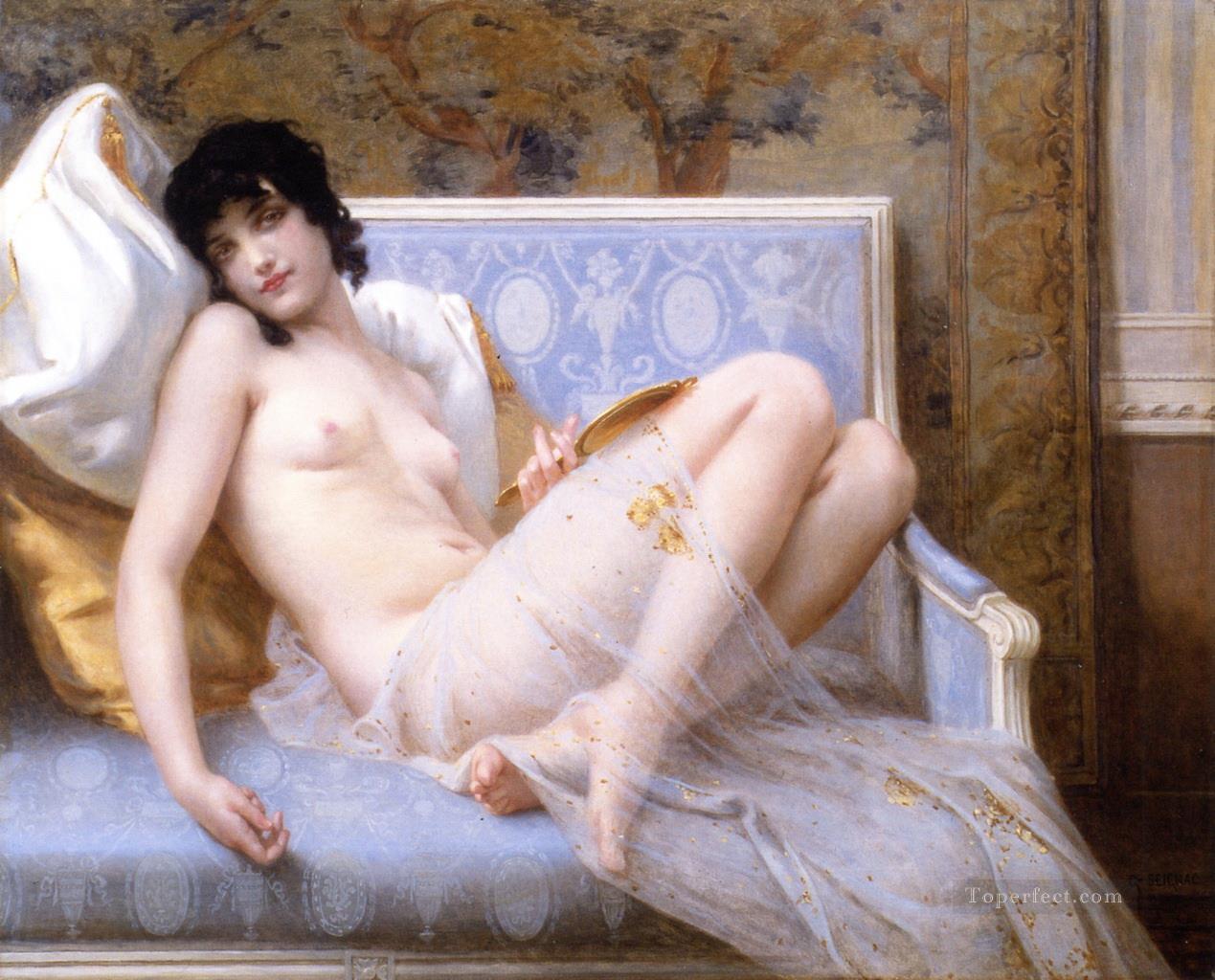 Nude Young Woman on a Sofa jeune femme denudee sur canape nude Guillaume Seignac Oil Paintings